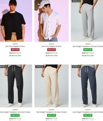 Ajio : Upto 81% OFF - Indiclub Mens Clothing | Starts At Rs.156