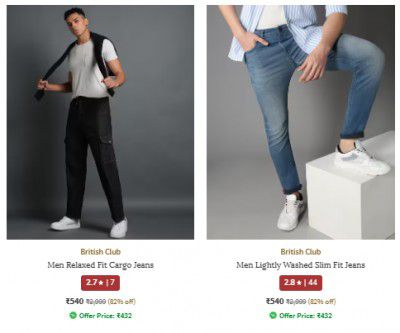 Ajio : Upto 65% Off | British Club Mens Jeans Starts at Rs 803