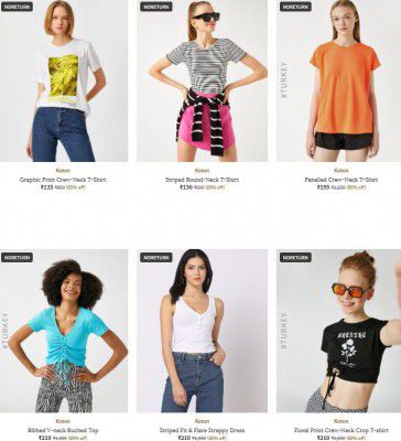 Ajio : Upto 85% OFF - Koton [Turkey] Womens Clothing | Starts At Rs.135 + Extra Coupons Offer
