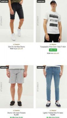 Ajio : Upto 90% OFF - LC Waikiki (Turkey) Mens Clothing | Starts At Rs.160