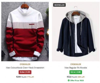 Ajio : Upto 88% Off On Eyebogler Mens Sweatshirt & Hoodies