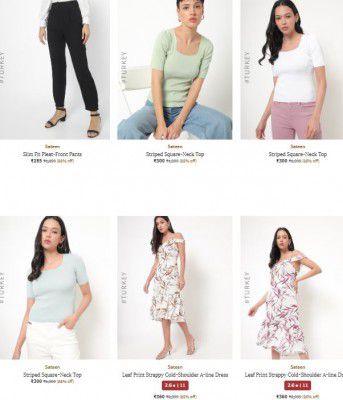 Ajio : Upto 92% OFF - Sateen [Turkey] Womens Clothing | Starts At Rs.224