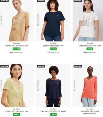 Ajio : Upto 90% OFF - Tom Tailor [Germany] Womens Clothing