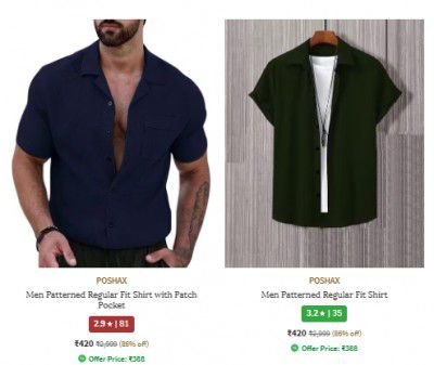 Ajio : Upto 89% Off On Poshax Men Shirts | Start At Rs 390
