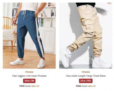 Ajio : Upto 90% Off On Poshax Men Trackpants | Start At Rs 400