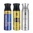 Ajmal 1 Distraction for Men & Women, 1 Aurum Femme for Women and 1 Evoke Silver Edition for Him for Men, Deodorants each 200ML Combo pack of 3 (Total 600ML)...