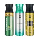 Ajmal 1 Nightingale for Men & Women, 1 Raindrops Femme for Women and 1 Aurum Femme for Women Deodorants each 200ML Combo pack of 3 (Total 600ML)...