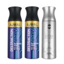 Ajmal 2 Distraction for Men & Women and 1 Evoke Silver Edition for Him for Men Deodorants each 200ML Combo pack of 3 (Total 600ML)...