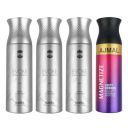 Ajmal 3 Evoke Silver Edition for Him for Men and 1 Magnetize for Men & Women Deodorants each 200ML Combo pack of 4 (Total 800 ml), Aquatic...