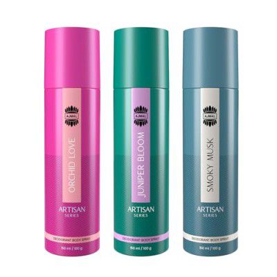 Ajmal Artisan Orchid Love, Artisan Juniper Bloom, and Artisan Smoky Musk Deodorant Perfume 150ML Each - Unisex Pack of 3