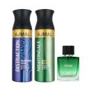 Ajmal Distraction & Nightingale Deo each 200ML & Prose EDP 20ML Pack of 3 (Total 420ML) for Men & Women...