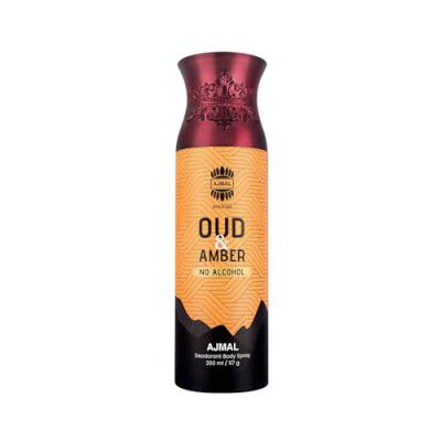 Ajmal Oud Amber Non-Alcoholic Deodorant Body Spray With Woody Ambery Fragrance Perfume Ideal Gift For Men and Women