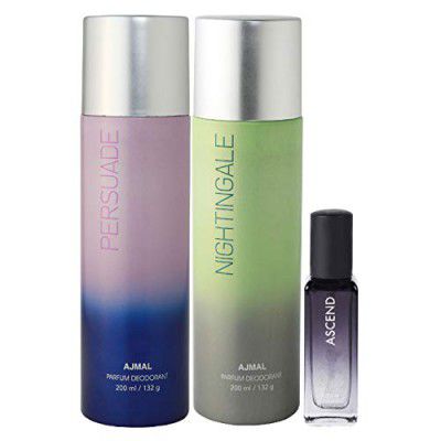 Ajmal Persuade & Nightingale Deo each 200ml & Ascend EDP 20ML Pack of 3 (Total 420ML)