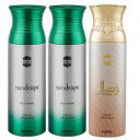 Ajmal Raindrops & Raindrops & Wisal Deodorant Spray - For Women (200 ml, Pack of 3)...