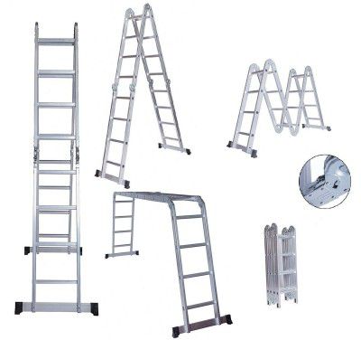 Bigapple Foldable and Ajustable Multipurpose Aluminium Ladder(20Ft, 20Steps, 150kg Capacity)