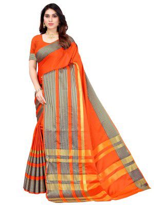 AKHILAM Women's Aura Silk Tant Printed Saree with Unstitched Blouse Piece (10AURA10_Parent)