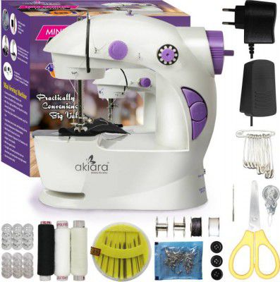 akiara Mini Sewing Machine for Home Tailoring use | Mini Silai Machine | Mini Stitching with Mini Sewing Kit and Thread Scissors, Needle All in One Sewing Accessories Electric Sewing Machine  ( Built-