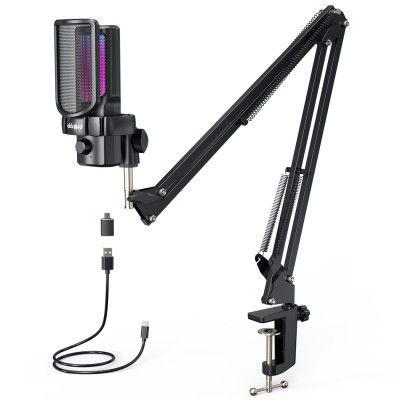 Akkord USB Microphone with Boom Arm – 192kHz/24Bit Cardioid Condenser Mic