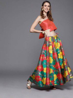 AKS Couture  Printed Stitched Lehenga Choli  (Red)