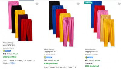Aksa Clothing Kids Leggings And Churidars @ ₹75
