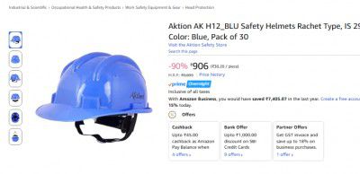 Aktion AK H12_BLU Safety Helmets Rachet Type | Pack of 30