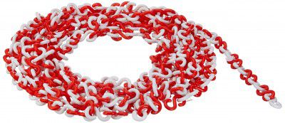 Aktion Safety Plastic Chain AK-PCS - Size 8 mm x 48 mm, Red and White (Pack of 10)