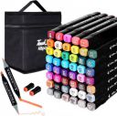 Akvanar 48 Pc Alcohol Markers Pen Set Colour Art Dual Tip Broad & Fine Drawing Sketching...