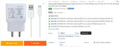 Akway Wall Charger Accessory Combo for Vivo Y11, Vivo V5 Plus, Vivo V3, Vivo V7, V7+, V9, V9 Youth, Vivo Y69, Vivo V5  (White)