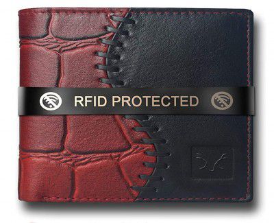 AL FASCINO Make in India Maroon Black Leather Mens Wallet