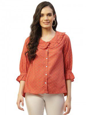 Alano Womens Short Sleeve Tops | Dot Pattern Top for Women 