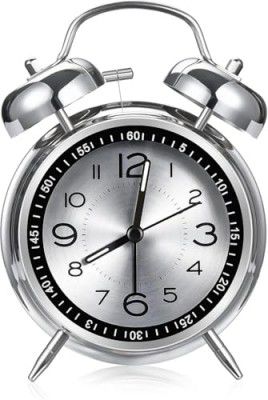 Alarm Clock for Heavy Sleepers Loud Clock for Adults, Metal 4 Inches Twin Bell Table Clock with Backlight Alarm Clocks for Students Decoration Bedroom/Office (Metal Silver)