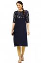 ALC Creation Women's Crepe Floral Regular Kurta (ALC4039W_Navy Blue_2XL)...