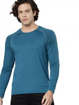 ALCiS Men Blue Slim Fit Training or Gym T-Shirt