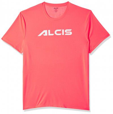 ALCiS Men Coral Orange Brand Logo Printed Dry Tech T-Shirt