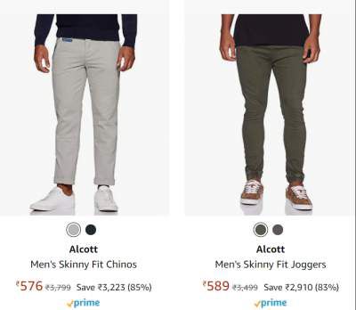 Alcott Men's Chinos & Jogger Upto 85% Off