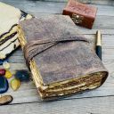 ALCRAFT Leather Journal Vintage Leather Bound Handmade Antique Deckle Edge Paper Sketchbook Book of Shadows Thick Journal - 6 x 4.5 Inches...