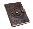 ALCRAFT Real Leather Green Stone Embossed Handmade Diary with Metal Lock -Size of (H) 6*(L) 4.5 Brown...