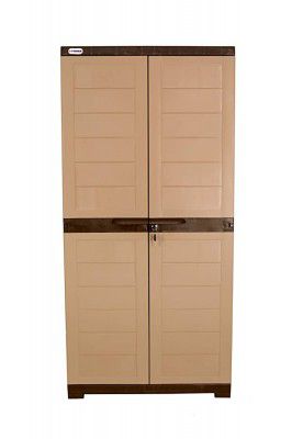 Alfa 2 Plastic Cabinet for Storage | Space Organizer | Shelves | Cupboard | Living Room | Kids | Multipurpose for Home Kitchen & Office by Prima Camel & Brown Color