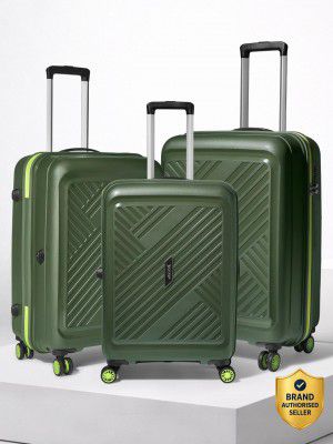 ALFA by VIP Hard Body Set of 3 Luggage 8 Wheels - Rhino Strong Hard Side Luggage | Trolley Bag - Dark Green
