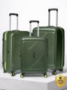 ALFA by VIP Hard Body Set of 3 Luggage 8 Wheels - Rhino Strong Hard Side Luggage | Trolley Bag - Dark Green