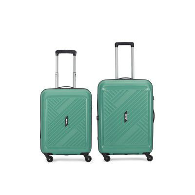 ALFA Rhino 2 Pc Set Cabin 55 cm(Small) Check-in 65 cm(Medium) 4 Wheels Trolley Bags Combination Lock, 3 Years Warranty (Green)