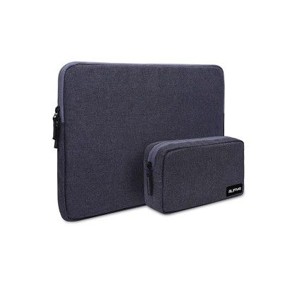 Alifiya Polyester Laptop Sleeve Bag 15.6 Inch with Charger Pouch for MacBook / Surface Pro / Dell / Lenovo / Asus HP / Acer