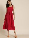 all about you Women Red Solid Fit and Flare Dress...