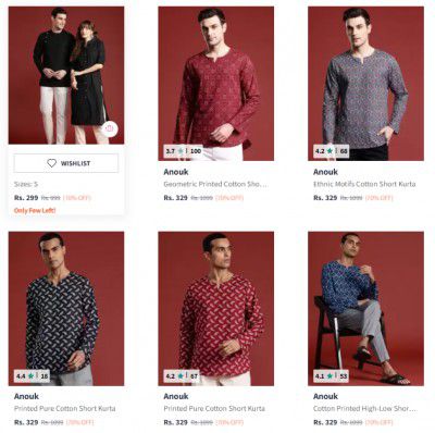 [ All Brand ] Men's Kurta at 90% Off | Start @191