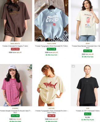 [ All Brand ] Women's Oversize Tshirts at 93% Off | Start @81