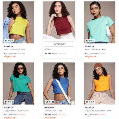 [ All Brand ] Women's T-shirt at 90% Off | Start at 104