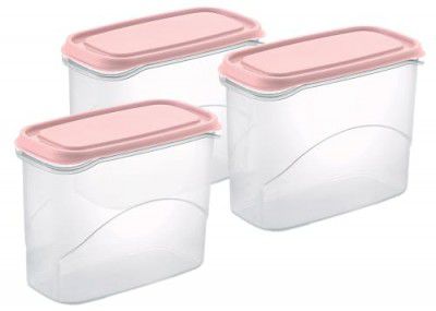 All Time Frostee Pink Modular Plastic Container Set of 3 (950ml Each)