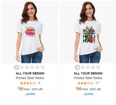ALL YOUR DESIGN Printed Tshirts @ 99