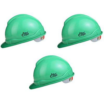 Allen Cooper Indsutrial Safety Helmet SH-721, Plastic Cradle with Ratchet adjustable Headband - GREEN (Pack Of 3)