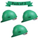 Allen Cooper Industrial Safety Helmet SH-722, Shell with Ventilation, Plastic Cradle with Ratchet adjustable Headband - GREEN (Pack Of 3)...